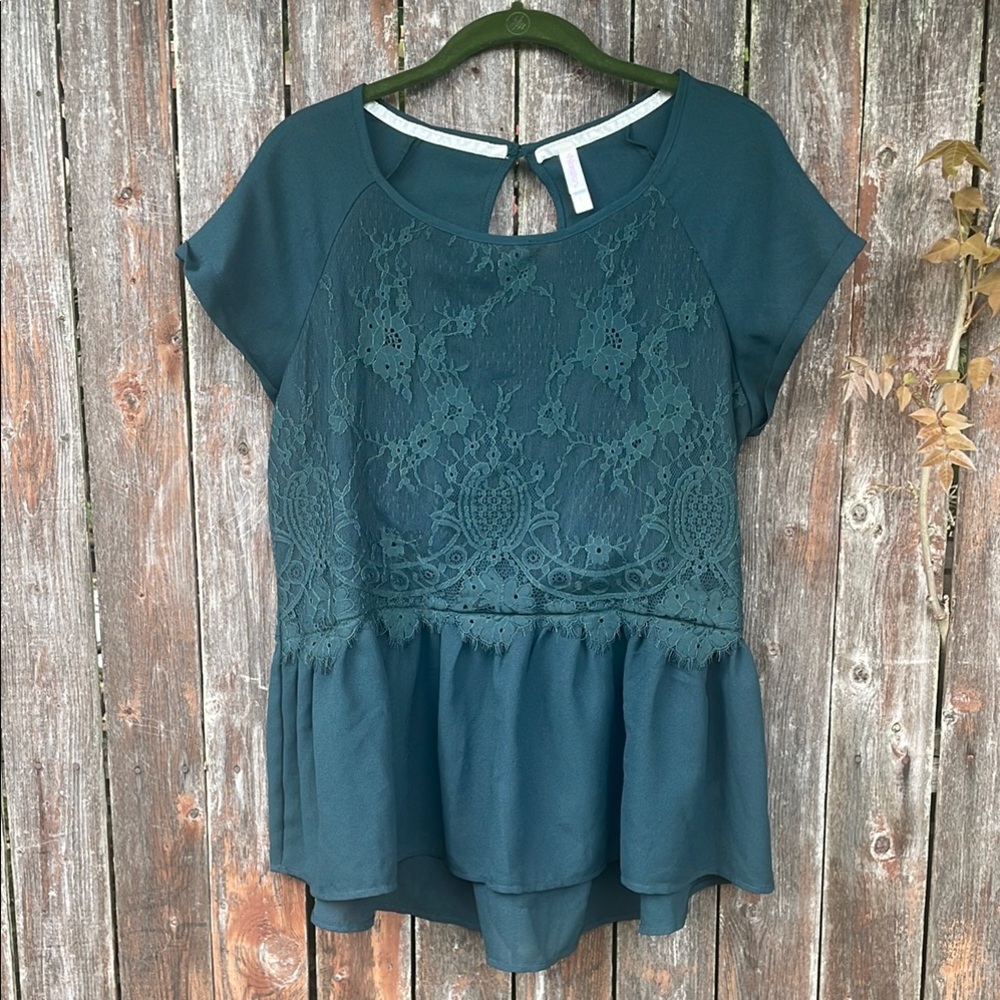 Teal Lace Women's Xhilaration Top | size L